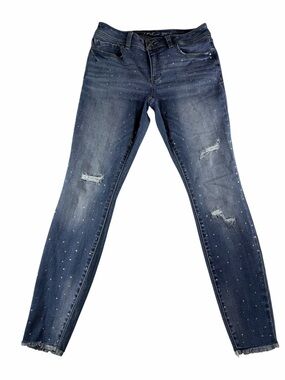 Inc Denim Skinny Leg Regular Fit Crop Studded Front Distressed Jeans Size 6
